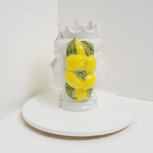 Vaso testa di moro bifacciale con limoni