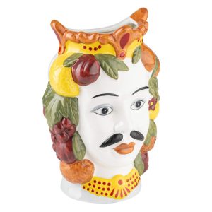 Vaso da appendere testa di moro re melagrana