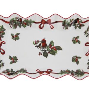 CENTROTAVOLA BORDO SMERLATO CHRISTMAS BIRDS
