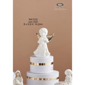 ANGELO C/LED PORCELLANA BIANCA E ORO
